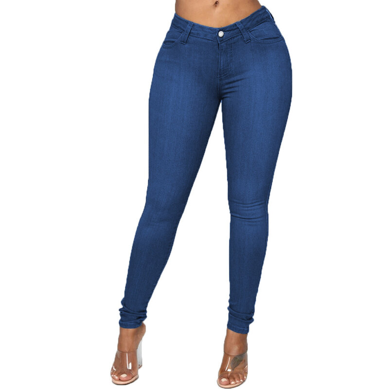 Spring Fashion Women High Waist High Elastic Small Feet Slim Pen Holder Pants Women's Jeans Lady