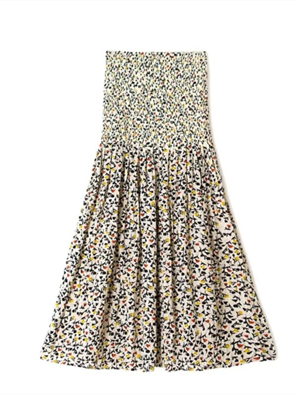 Women Floral Print Midi Skirts 2022 New Elastic Waist fashion Ladies Jupe