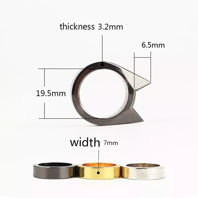 1Pcs Women Men Safety Survival Ring Tool Self Defence Stainless Steel Ring Finger Defense Ring Tool Silver Gold Black Color #6
