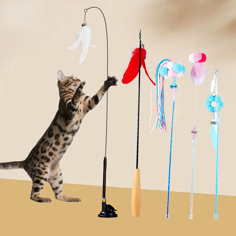 محاكاة الطيور التفاعلية القط لعبة مضحك ريشة الطيور مع جرس القط عصا لعبة ل هريرة اللعب دعابة عصا لعبة القط لوازم #1