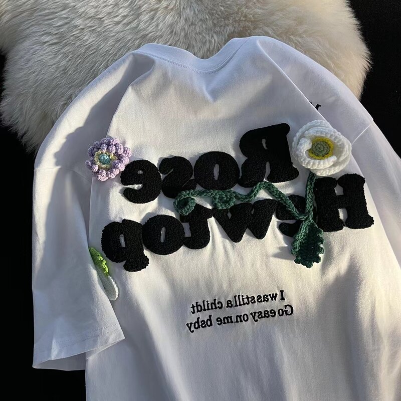 قميص منقوش على شكل زهرة عباد الشمس منسوجة ظريفة على الموضة من اليابانية تي شيرت بأكمام قصيرة للسيدات تي شيرت Harajuku علوي للسيدات