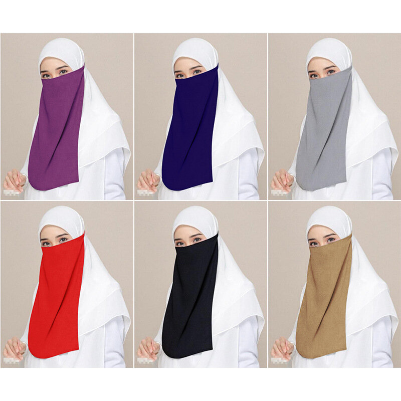 Niqab H213 جديد جودة عالية مسلم النقاب الحجاب طبقة واحدة ميريل النسيج قناع غطاء الوجه وشاح الإسلامية عمامة الحجاب مع ربطة عنق