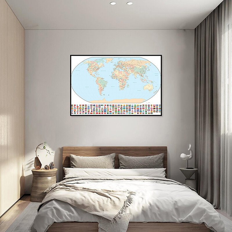 59x42 سنتيمتر طوي صغيرة قماش رذاذ خريطة العالم HD جدار خريطة لغرفة المعيشة ديكور السفر دراسة لوازم الفن خلفية القماش