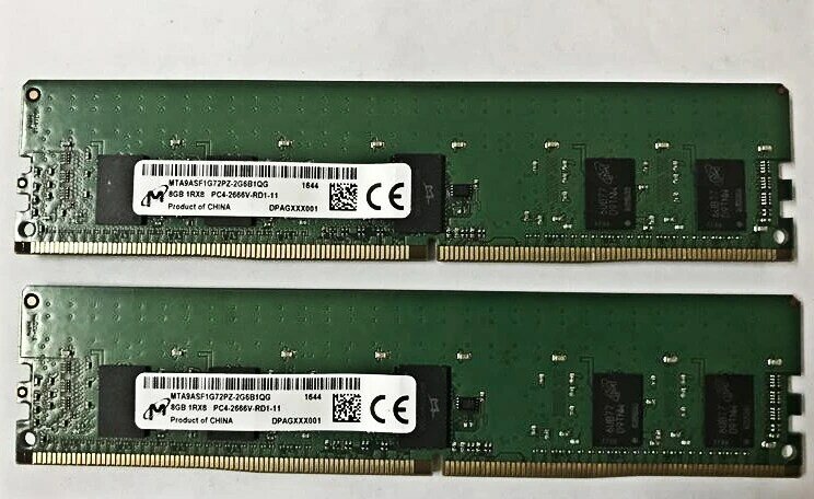 RAM Applies to CRUCIAL MTA9ASF1G72PZ-2G6D1QG 8G 1RX8 PC4-2666V-RD1-11 Memory RDIMM 1PCS