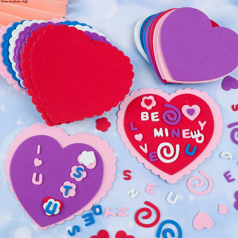 930 قطعة عيد الحب ملصقات رغوة القلب لتقوم بها بنفسك عيد الحب القلب الحرفية مجموعة