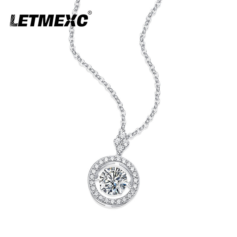 LETMEXC ضربات القلب مويسانيتي 925 الفضة قلادة الماس قلادة 1CT موضة بسيطة