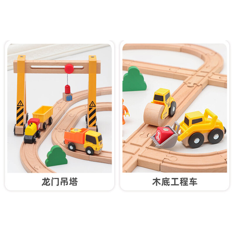 خشبية معلقة برج المسار مجموعة متوافق مع جميع العلامات التجارية من السكك الحديدية اللعب الطريق الملحقات الجمعية للأطفال هدايا PD60 #4