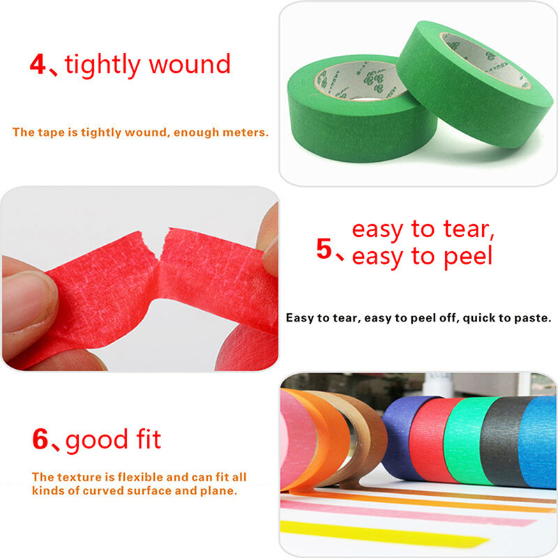 20M Colourful Paper Tape Paint Masking Tape Children's Craft Decorative Paper Tape For Art Students