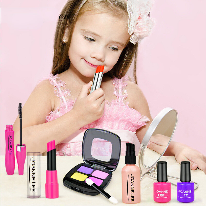 Girl Pretend Play Makeup Toy Simulation Cosmetics Lipstick Eyeshadow Pink Makeup Set Princess Beauty Plastic Playhouse Toys #1