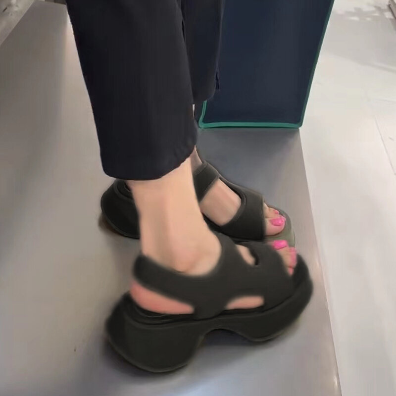 موضة النساء الصنادل الكعوب Sandalias علوي الصيف أحذية نسائية عادية سميكة وحيد مريحة في الهواء الطلق احذية نسائية حجم 35-40