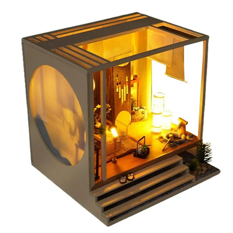 كوخ نموذج لتقوم بها بنفسك دمية عدة كتاب الإبداعية زاوية خشبية مصغرة بيوت الدمية مع الأثاث LED أضواء للأطفال هدية عيد ميلاد