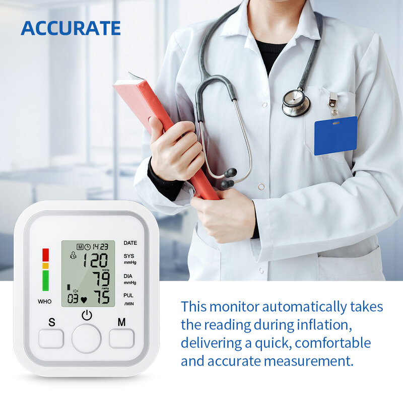 المنزل الذراع العلوي التلقائي مراقبة ضغط الدم 48 سنتيمتر اضافية كبيرة الكفة الرقمية المحمولة نبض معدل ضربات القلب مقياس الضغط