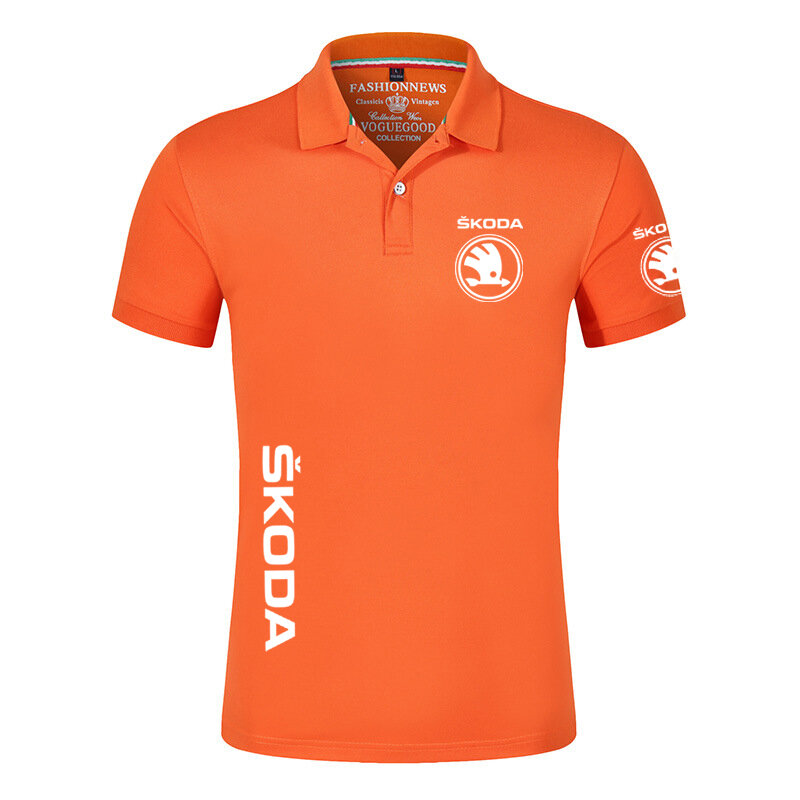 2022 جديد رجل سكودا شعار سيارة الصيف قصيرة الأكمام قمصان بولو الطباعة الكلاسيكية الصلبة عادية تخصيص مريحة الرياضة القمم