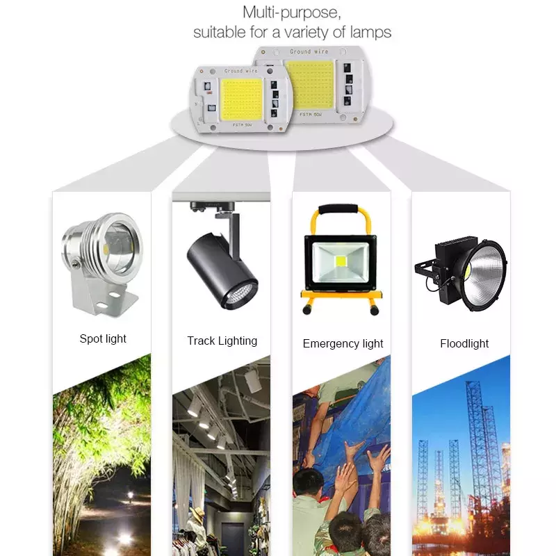 COB LED رقاقة التيار المتناوب 220 فولت لا حاجة سائق LED لمبة ضوء كاشف رقاقة 50 واط لتقوم بها بنفسك الأضواء الكاشف Lampada نمت ضوء