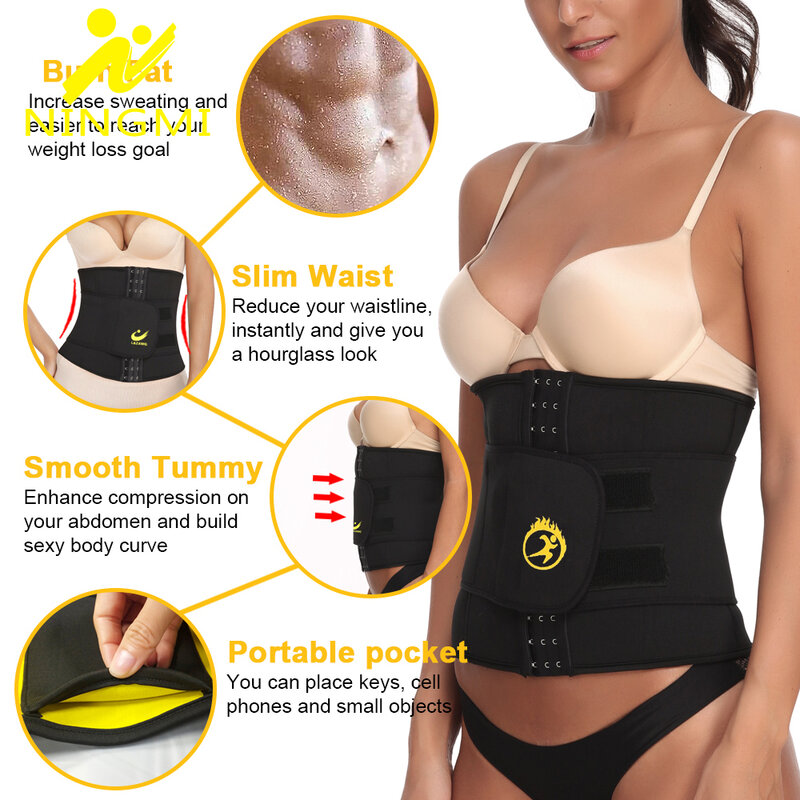 NINGMI Women Waist Trainer Body Shaper Belt Slimming Workout Corset Tummy Wrap Waist Trimmer Lose Weight Shapewear Sweat Belts