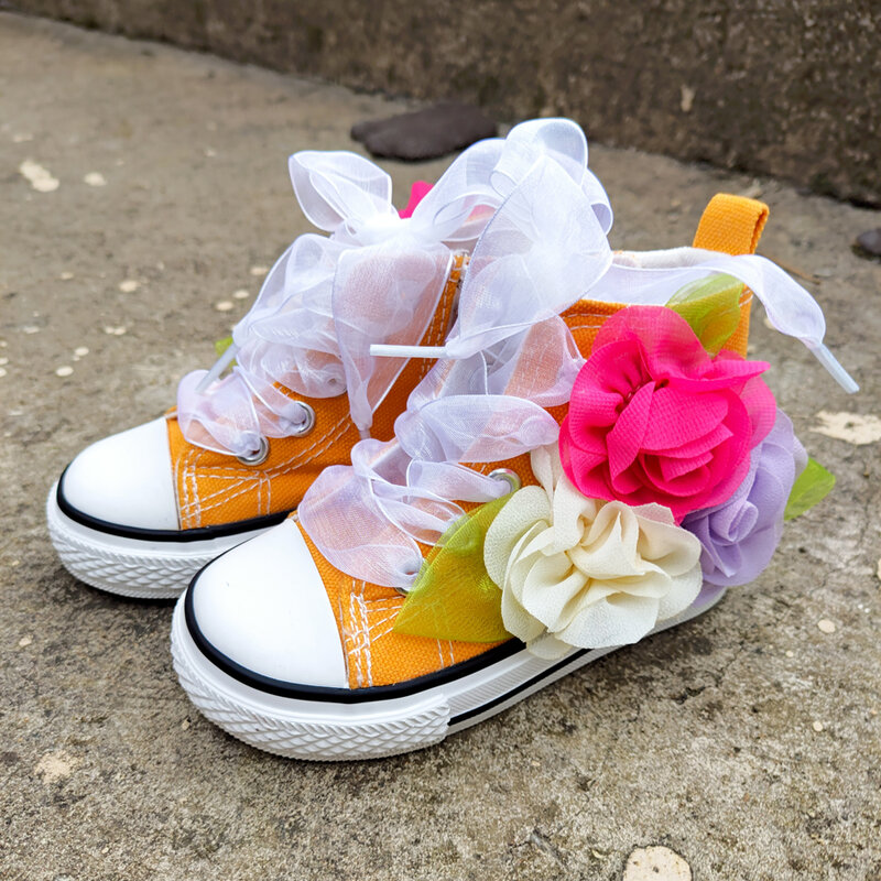 6-12 متر طفل الفتيات لطيف ثلاثية الأبعاد الزهور تنفس أحذية مفلكنة 2-6T الأطفال DIY بها بنفسك اليدوية مصمم الأزهار حذاء قماش