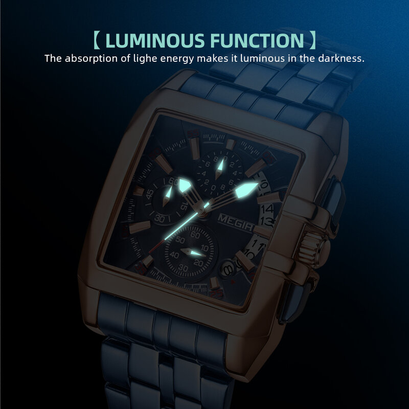 MEGIR جديد توربيون تصميم ساعة كوارتز رجالية موضة متعددة الوظائف جلدية مقاوم للماء ساعات جوفاء Relogio Masculino