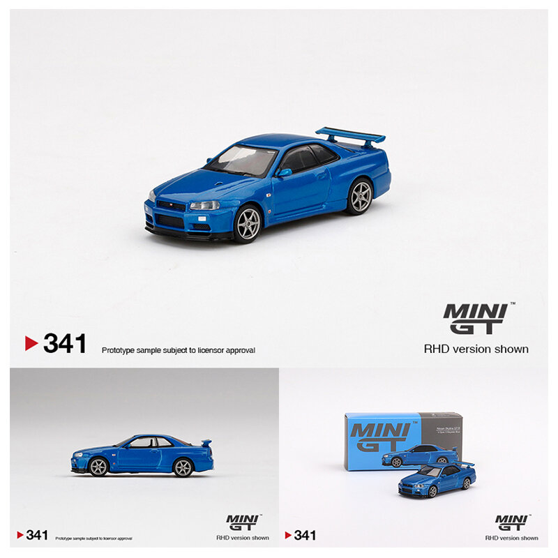 لعبة صغيرة GT 1:64 Skyline GTR R34 V-المواصفات II Bayside سبيكة زرقاء Diorama مجموعة نموذج سيارة لعب كاروس مصغرة 341 في المخزن