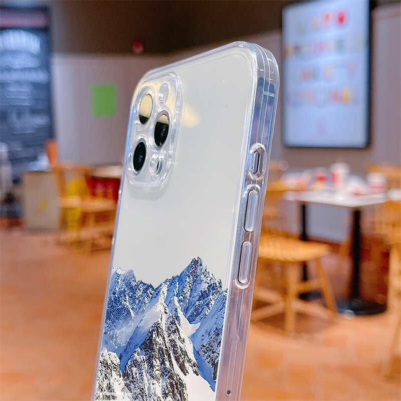 INS Vintage Mountain Phone Case For iPhone 11 12 13 Pro MAX 8 7 6s 6 Plus 13 12 Mini X XR XS MAX Lens Protective Funda Coque