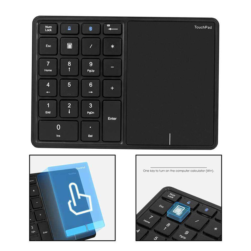 SeenDa 2.4G بلوتوث لوحة المفاتيح لوحة رقمية 22 مفاتيح لوحة المفاتيح الرقمية مع لوحة اللمس ويندوز IOS ماك OS أندرويد الكمبيوتر اللوحي
