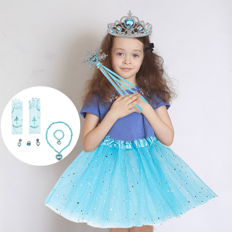 10 قطعة فستان إلسا حتى الاكسسوارات مجموعة الأزرق الأميرة ازياء مجموعة 