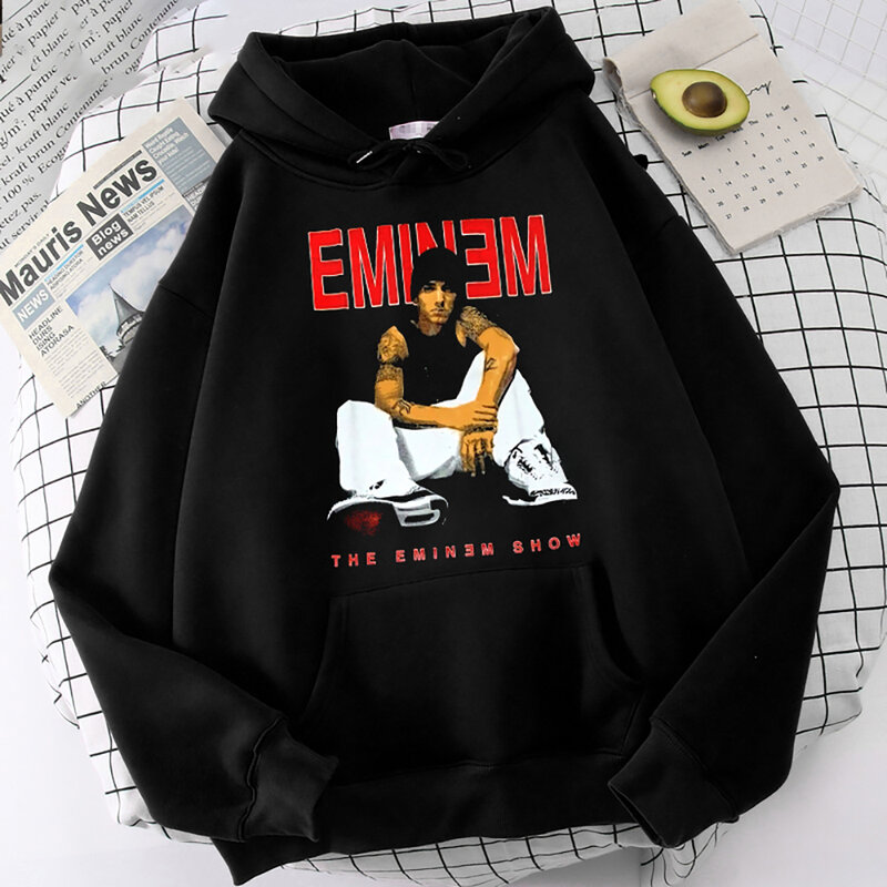 Rapper Eminem Print Hoodie Hip Hop Sweatshirts Streetwear Men Harajuku Casual Hooded Pullover Unisex Rock Y2K Tops