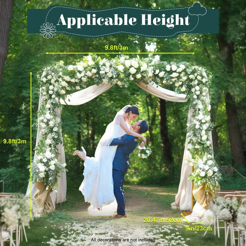 حامل قوس الزفاف مع قواعد ، سهلة التجميع 9.8*9.8 قدم مربع حديقة قوس معدني لحفلات الزفاف Quinceaneras الحدث الديكور #1