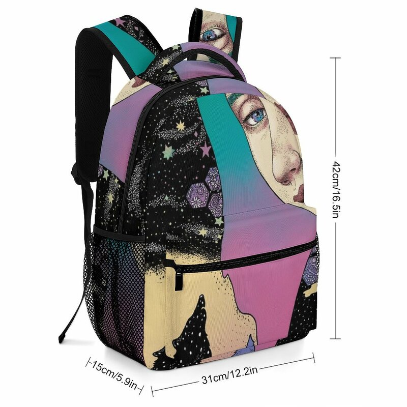حقيبة ظهر صغيرة من Kawaii Art borial Wolf للنساء للبنات والأولاد في سن المراهقة حقائب مدرسية للمراهقين والبنات #2