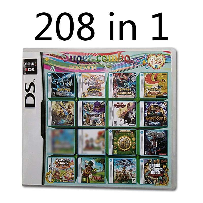 208 في 1 سلسلة تجميع الكلاسيكية لعبة نسخة NDSL DS 2DS 3DS خرطوشة الفيديو بطاقة وحدة التحكم اللغة الإنجليزية