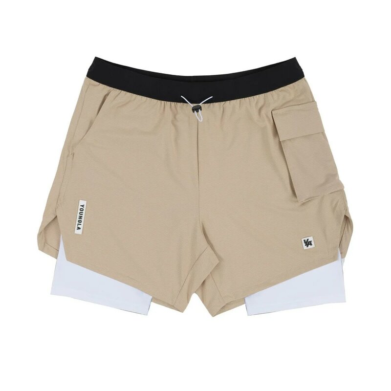 Trend Casual Sports Shorts Fake Two-Piece Pants Running Training Breathable Elastic Double-Layer Pants