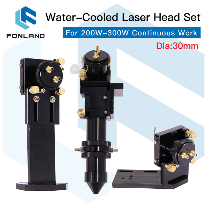 FONLAND CO2 Laser Head Set with Water Cooling Interface Mirror Dia. 30/Fcous Lens Dia.25 FL 50.8 & 63.5 Integrative Mount Holder