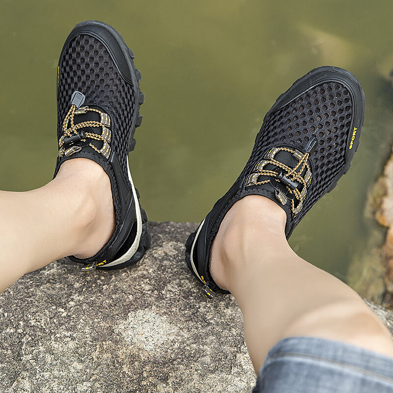 جديد الرجال شبكة تنفس أحذية ماء المشي لمسافات طويلة الخور أحذية في الهواء الطلق شاطئ الصيد أحذية الصيف الرجال بيرفوت المياه أحذية رياضية