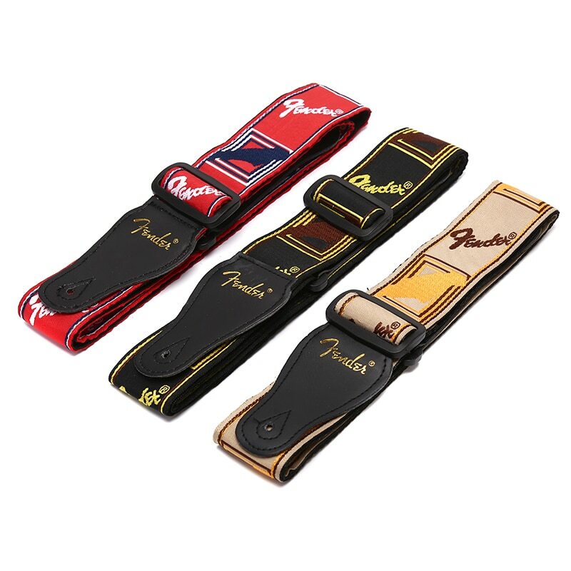 1PC Adjustable Guitar Accessories Guitar Strap Leather Ends For Electric Acoustic Folk Guitar Strap Fashion Embroidery Strap