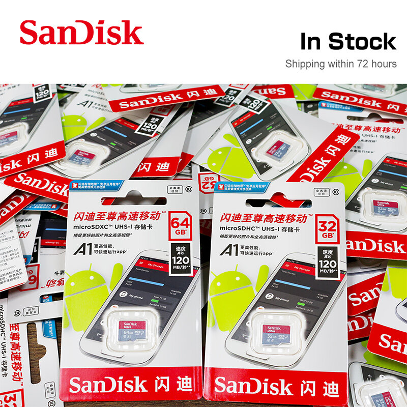 سانديسك 32 جيجابايت الترا TF مايكرو SD بطاقة SDHC فئة 10 UHS-I 64 جرام ذاكرة Caed C10 الذاكرة بطاقات فلاش microSD minicard للهاتف