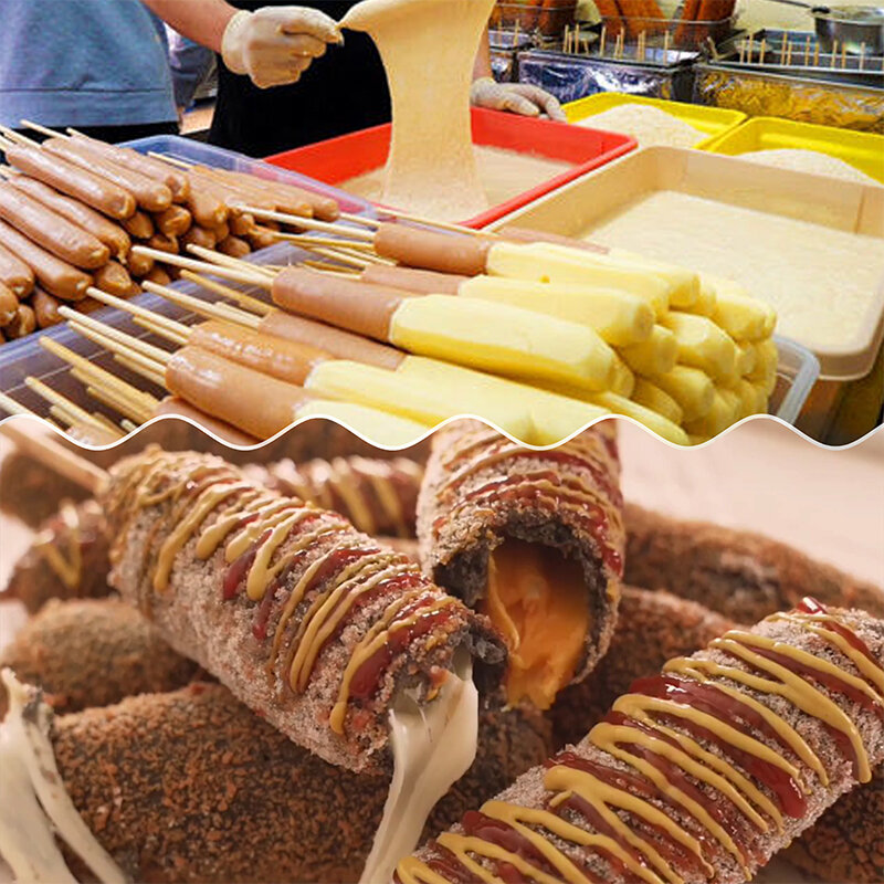 التلقائي الجبن هوت دوج العصي المقلاة التجارية الرئيسية الذرة الكلب المقلاة عموم المقلية السجق المعدات #6