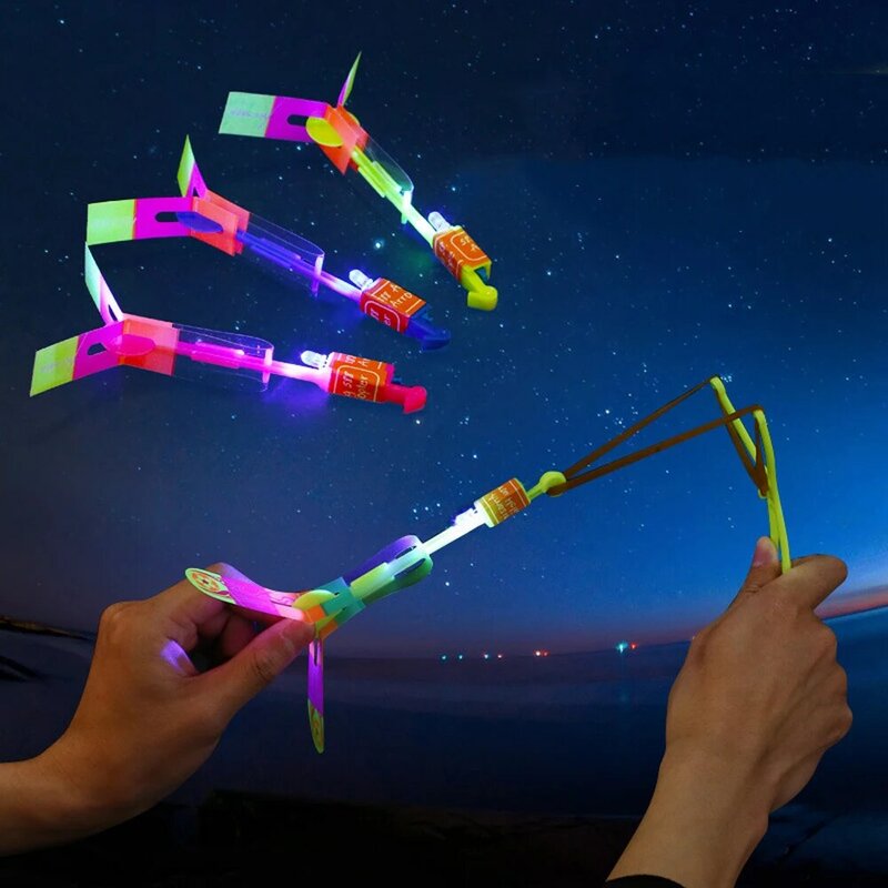 10/pcs Led Lighting Up Luminous Toy Flying slingshot Flying Toys Toys Xmas Decor light Quickly fast catapult #2