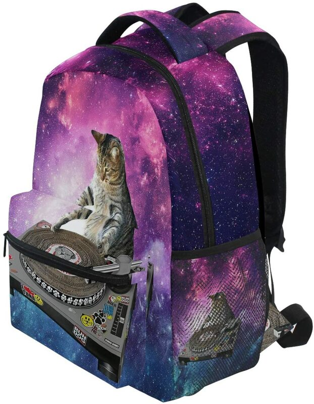 Wamika Fun Cat Girl Boy Galaxy Nebula Waterproof Student Laptop Backpack Casual Durable Convenient Sports Bag College Handbag #3