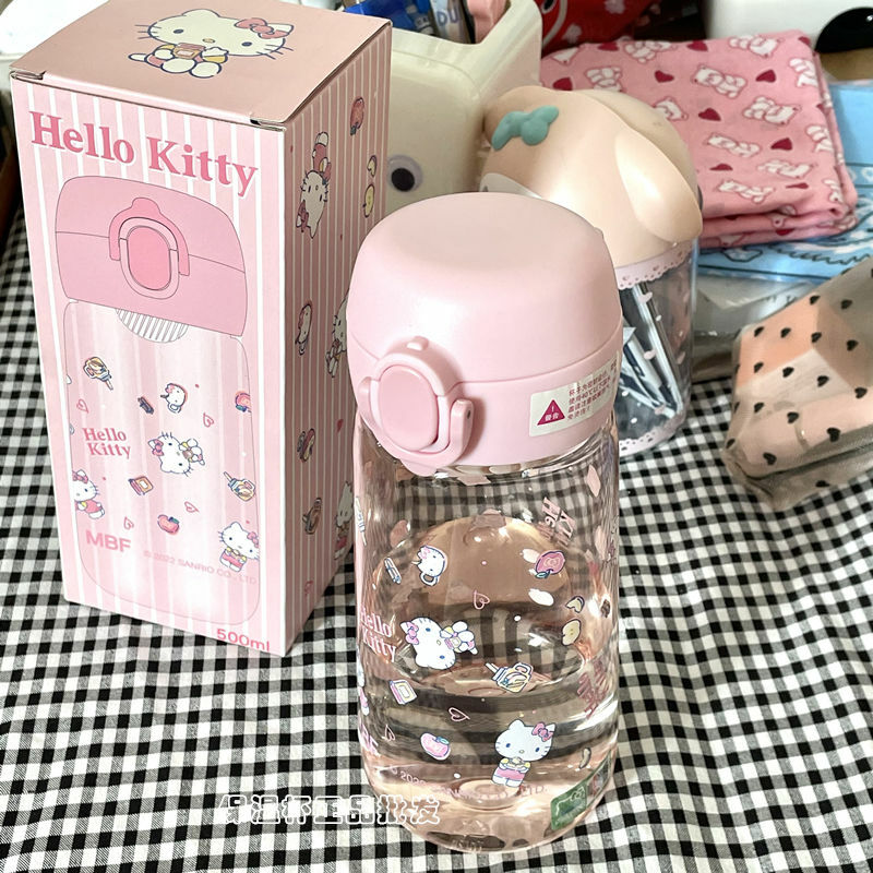 مرحبا كيتي Kuromi سانريو أنيمي جديد kawaii الشاي كوب الإبداعية المباشر شرب كوب لطيف المحمولة البلاستيك كوب زجاجة ماء للأطفال