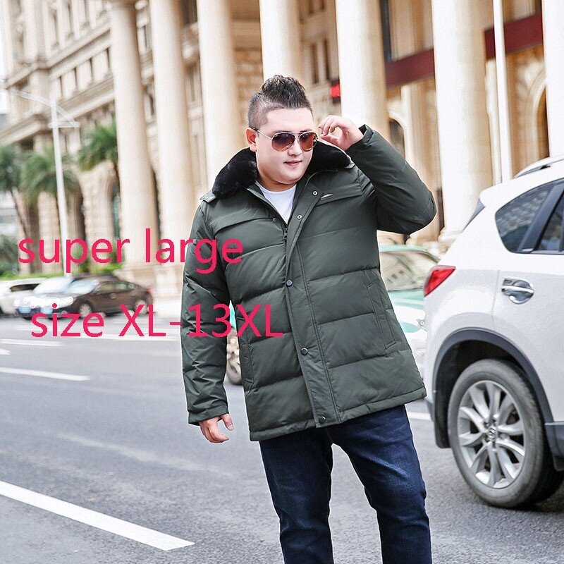 New Arrival Fashion Men Oversized Thickened Fur Collar Coat White Duck Down Thick Casual Winter Down Jacket plus size XL-13XL