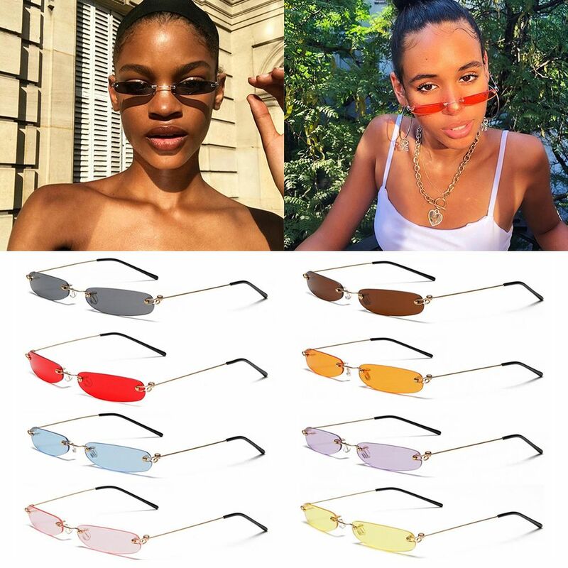 نظارات شمسية للرجال والنساء UV400 بدون إطار مستطيلة بدون إطار نظارات شمسية صغيرة كلاسيكية ضيقة #1