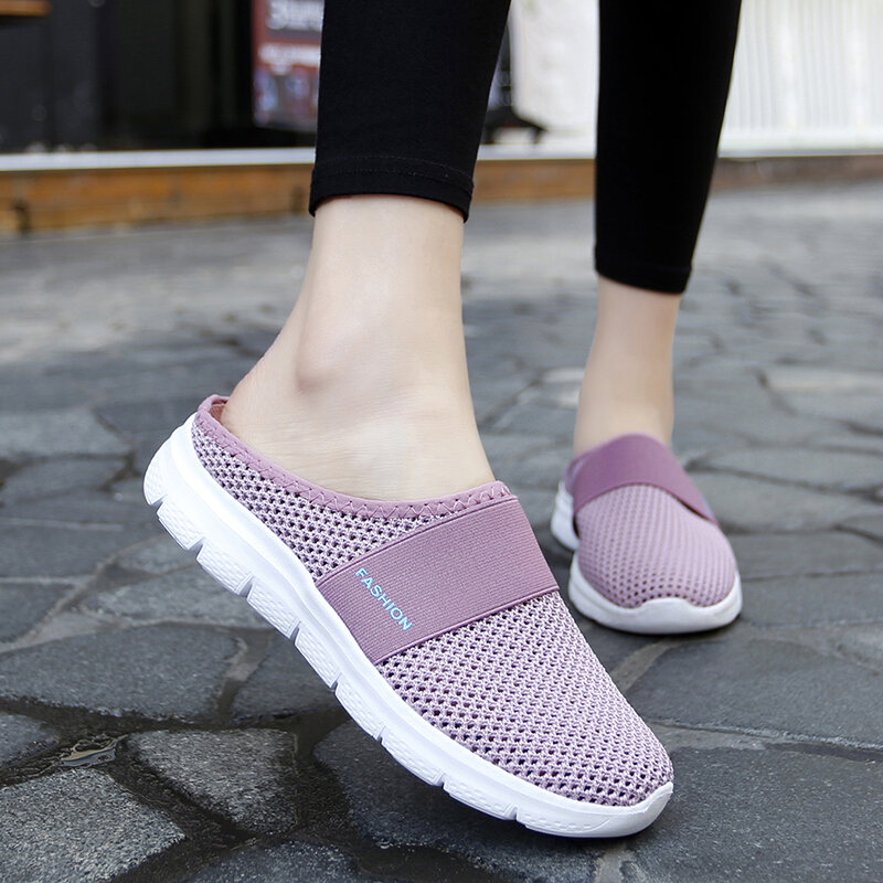 Women Flats Casual Shoes Mesh Breathable Sneakers 2022 New Summer Beach Breathable Outdoor Sandals Loafer Shoes Zapatos De Muje #5