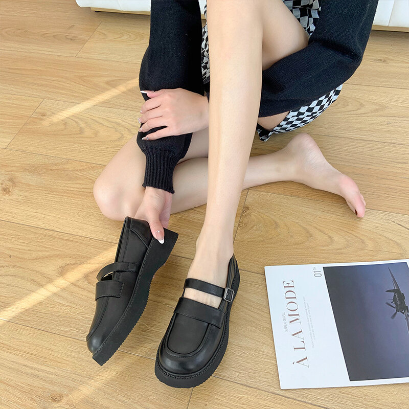 AIYUQI المتسكعون النساء منصة 2022 ربيع جديد حذاء كاجوال المرأة أسافين النمط البريطاني موضة حقيقية أحذية من الجلد فتاة