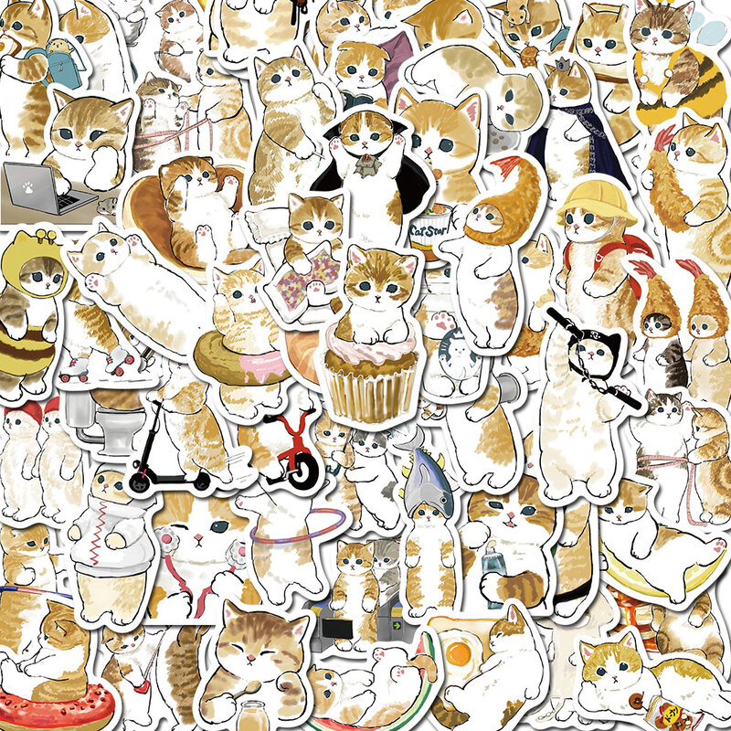 القط الكرتون ملصقا للزينة ، مقاوم للماء ، DIY بها بنفسك ، الإبداعية ، شخصية ، الكمبيوتر ، الجدول ، كوب ماء ، كرسي ، الجملة ، جديد ، 10 قطعة ، 30 قطعة ، 50 قطعة #1
