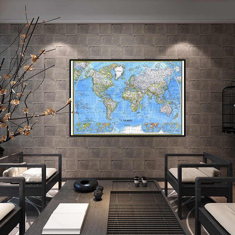 1 قطعة خريطة العالم (1981) 90*60 سنتيمتر خريطة أفقية للعالم ورقة اللوحة ديكور المنزل الجدار ملصق القرطاسية اللوازم المكتبية المدرسية