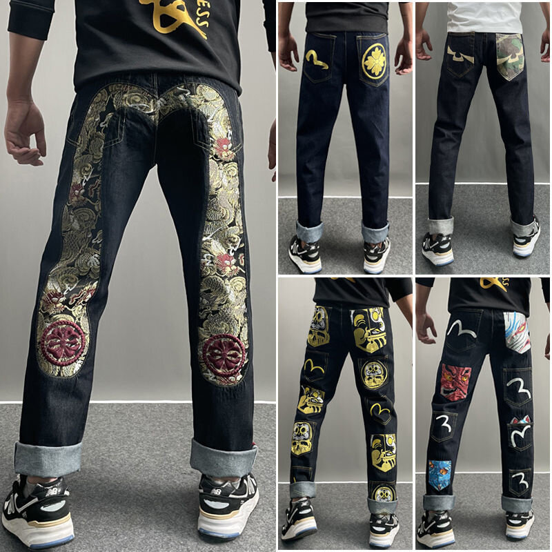 سراويل جينز فضفاضة مطبوعة كبيرة من إفيسوس جينز هاراجوكو Y2k سراويل تقليدية للرجال 2022 ملابس عتيقة غير رسمية
