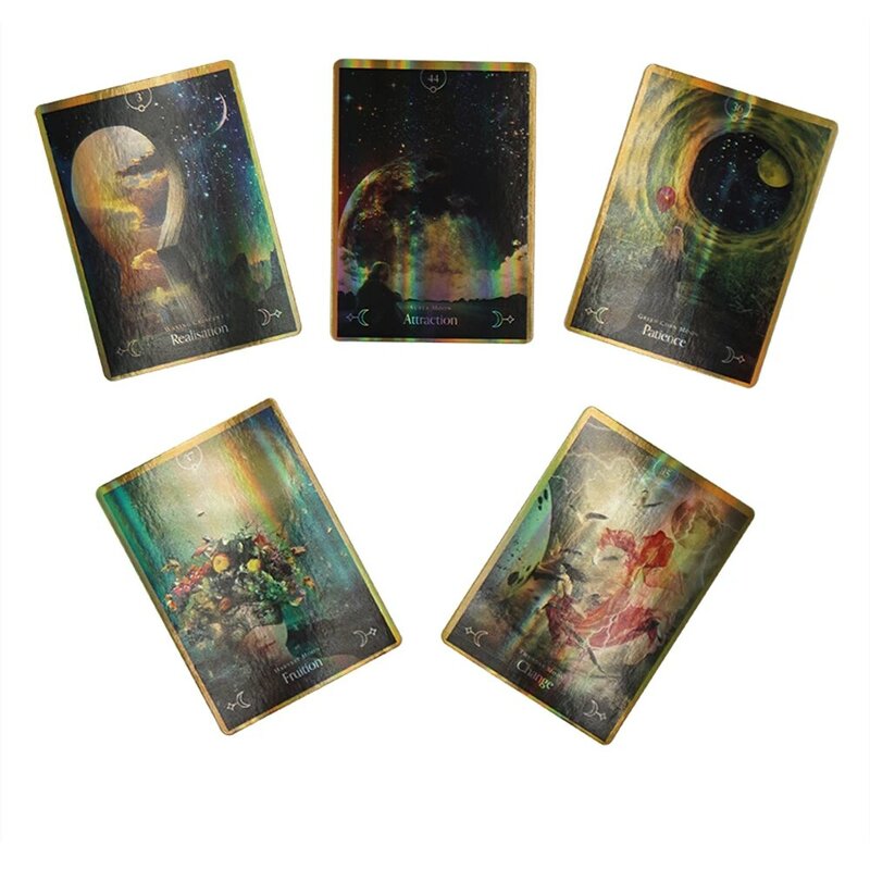 القمر أوراكل بطاقات مشرقة الثلاثية الأبعاد التارو بطاقات سطح السفينة مع دليل PDF للمبتدئين التوجيه العرافة ألعاب لوح ظهر المركب