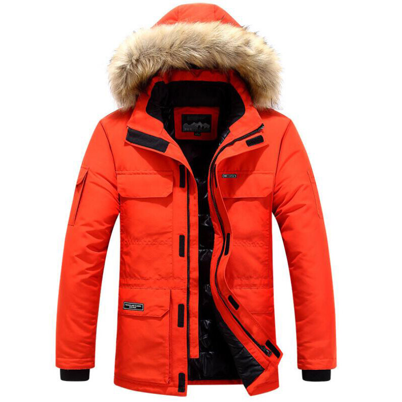Plus Size 5XL 6XL Overcoat Winter Jackets Men Fur Warm Thick Cotton Multi-pocket Hooded Parkas Mens Casual Fashion Warm Coats