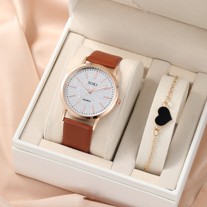 ساعة يد نسائية عصرية جديدة بسيطة غير رسمية ساعة يد تناظرية سوار هدية Montre فام (بدون صندوق)