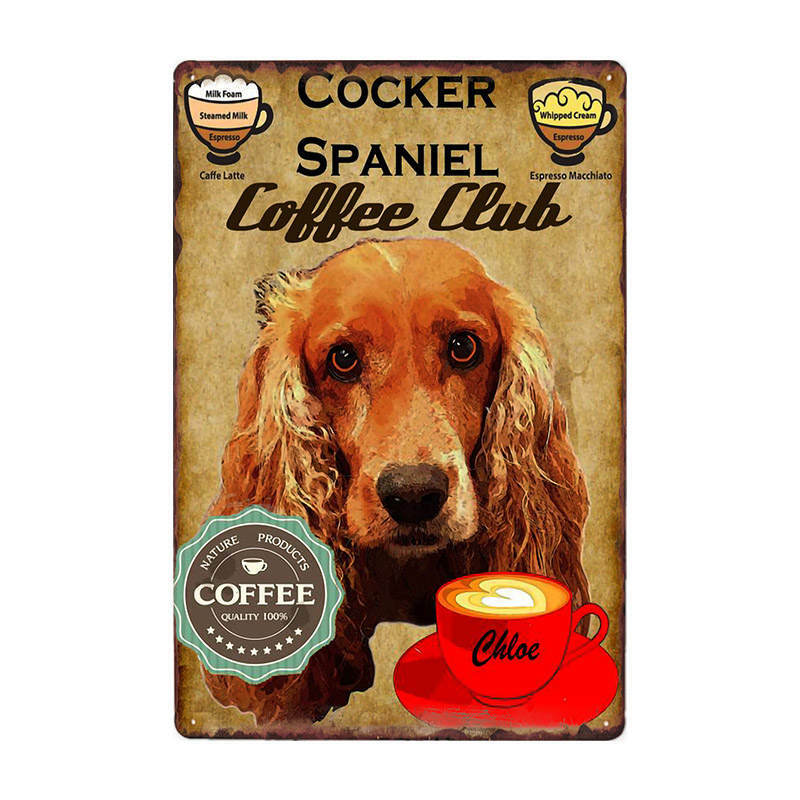 Vintage الكلب شعار القهوة تسجيل معدن القصدير تسجيل مقهى بار الجدار ملصق بار الفن اللوحة الزخرفية تسجيل المجلس #5