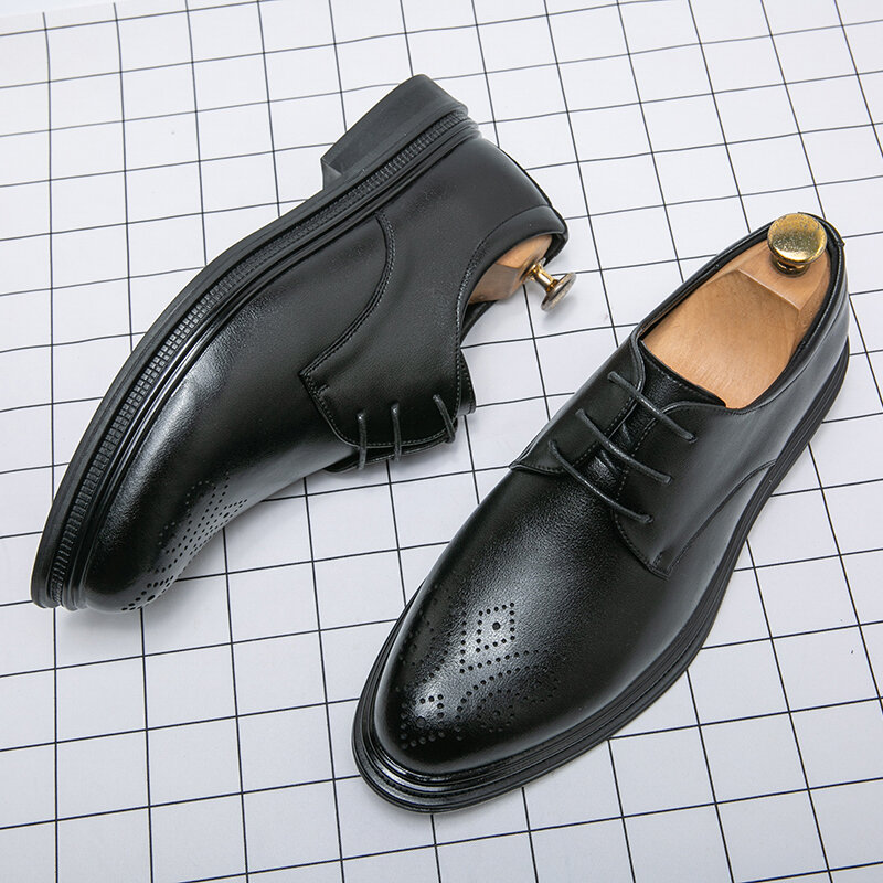 Derby shoes office shoes groom leather shoes lace up shoes meeting shoes Cow Hide wedding shoes dress shoes business